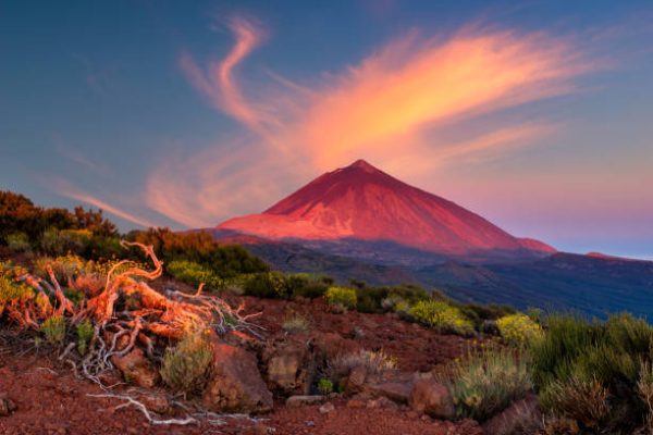 Teide volcano in Tenerife in the light of the rising sun